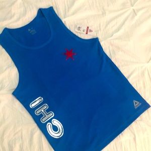 Reebok performance tank NWT Royal blue w/metallic prints M size